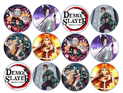 set   demon slayer anime edible paper cupcake cookie toppers