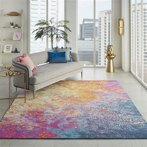 nourison passion modern abstract colorful sunburst area rug