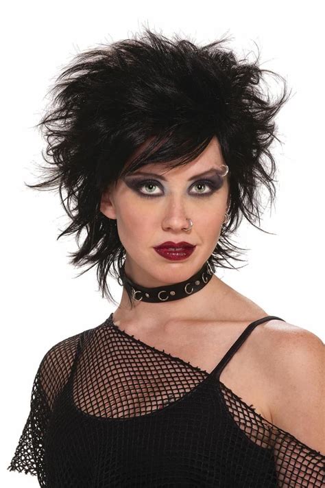 80 s punk rock vixen black costume adult wig free shipping