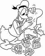 Coloring Disney Pages Christmas Printable Donald Kids Duck Gifts Stocking Dumping sketch template