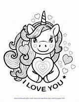 Coloring Valentines Pages Unicorn Valentine Cute Printable Easy Kids Heart Color Girls Preschool Gifts Homemade Made Pdf Hearts Dolphin Choose sketch template
