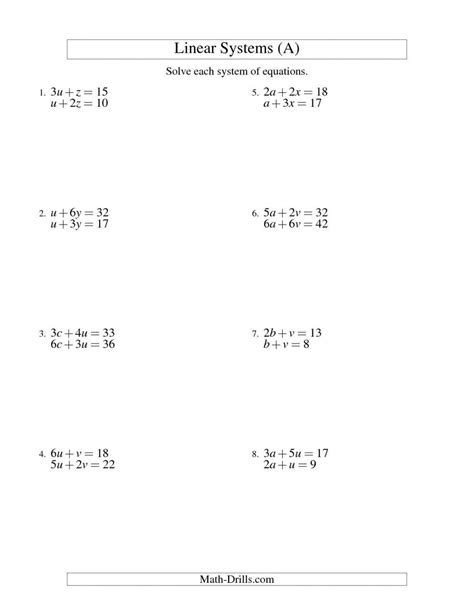 grade  linear equations worksheet  answers kidsworksheetfun