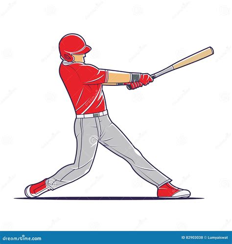 vector illustration   baseball player hitting  ball stock vector