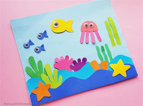 cute ocean paper craft template included messy  monster
