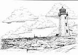 Cove Lighthouse Peggy Halifax Scotia Nova Drawings Landmarks Ns Series sketch template