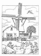 Coloring Pages Netherlands Colouring Windmills Holland Windmill Printable Adult Nederland Kleurboek Fun Kids Adults Volwassenen Getcolorings Heel sketch template
