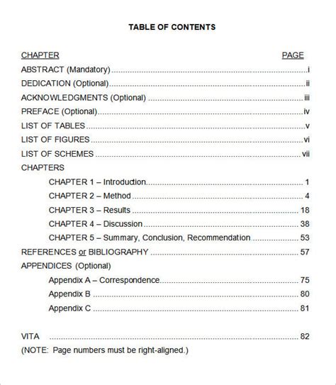 thesis table  contents template drugerreportwebfccom