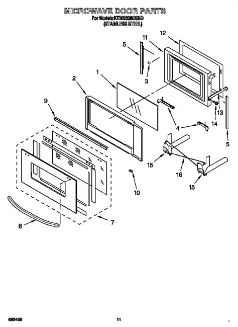 microwave door diagram parts list  model kemsgss kitchenaid parts wall oven parts