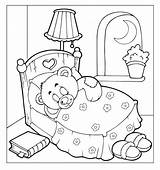 Coloring Teddy Bear Kids Pages Sleeping Baby Bears Printable Night Doll Bedtime Color Bedroom Children Colouring Kolorowanki Good Kolorowanka Teddybear sketch template