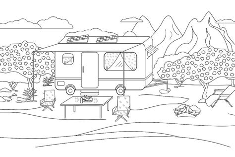 rv camping coloring pages sketch coloring page