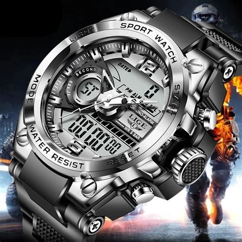 luik digitale mannen militaire horloge  waterdicht horloge led quartz klok sport horloge