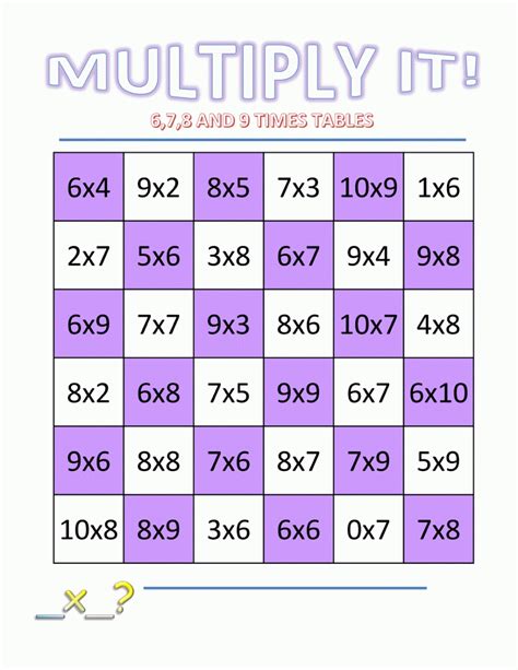 printable maths games multiply learning printable