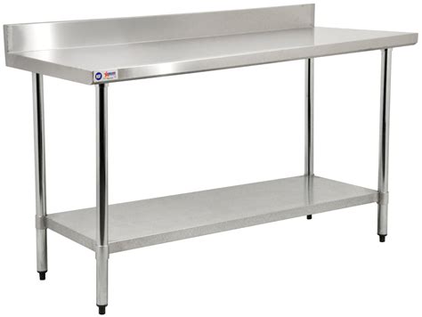 stainless steel commercial work table  backsplash