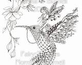 Tangles Norma Burnell Fairies Grayscale sketch template