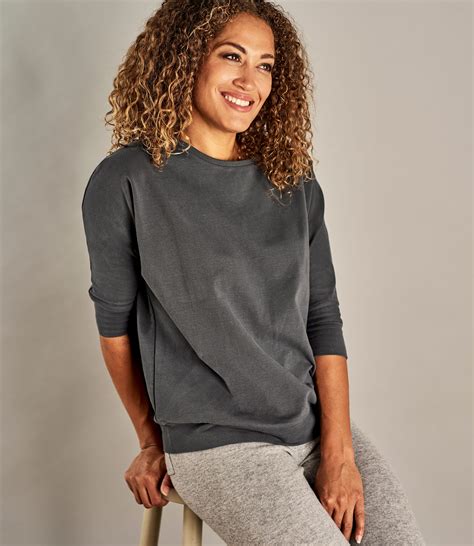 grey womens oversized super soft  sleeve sweatshirt woolovers