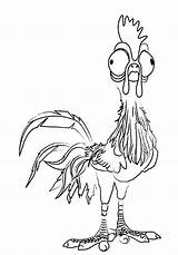 Moana Coloring Hei Color Pages Rooster Disney Characters Print Kids Children sketch template