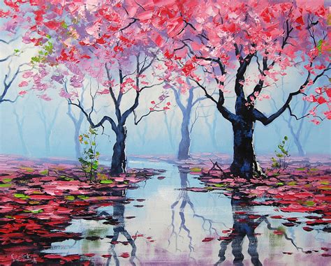 Blossom Trees Reflections Painting By Graham Gercken Fine Art America