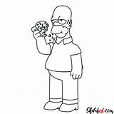 Homer Simpson Simpsons Eating Draw Donut Drawing Step Characters Cartoons Cartoon sketch template