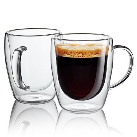 Jecobi Indulge Double Wall Glass With Handle 10 Oz Coffee Mugs Glass