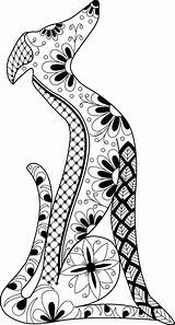 Greyhound Whippet Dog Galgo Colouring Lévrier Zentangle Levrier Galgos Hound Chien Visiter sketch template