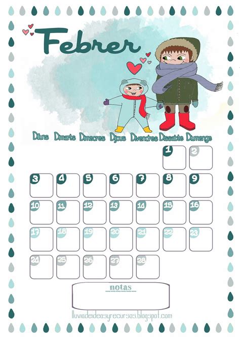 lluvia de ideas descargables calendario de febrero