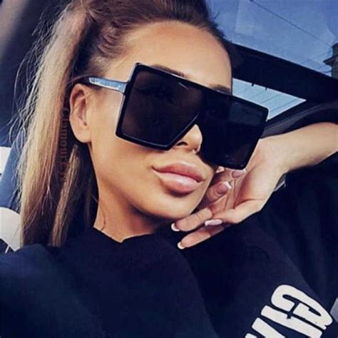 oversized sunglasses women fashion 2019 black square flat top