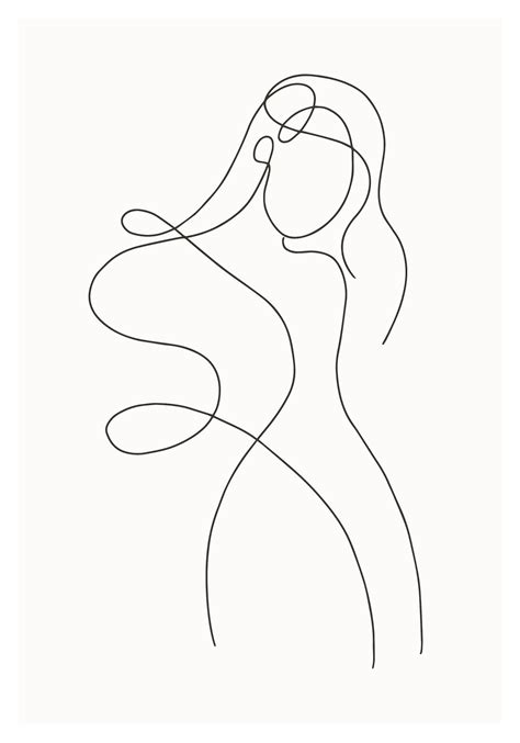 art mujer silueta dibujo dibujo de linea minimalista etsy