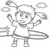 Hula Hoop Coloring Girl Playing Park Pages Kids Template Getdrawings Getcolorings Valuable Stock sketch template
