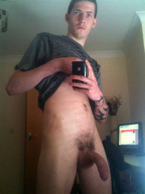 sexy man shows a hard but bent dick just nude men