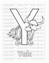 Yak Alphabet Abcs Coloring Printable sketch template