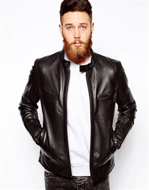asos leather biker jacket  asoscom leather jacket men mens leather jacket biker black