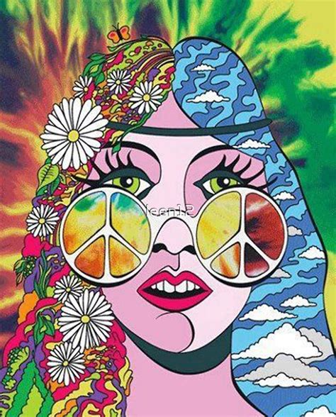 hippy love peace art  leen redbubble