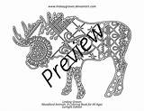 Inverted Moose Mountainous Outline Coloring Deviantart sketch template
