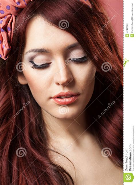 Pin Up Girl With Beautiful Hair Stock Image Image Of
