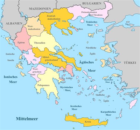griechenland karte mit regionen landkarten mit provinzen