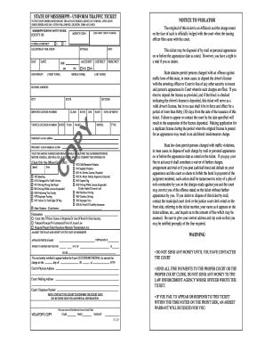 uniform traffic ticket fill  sign printable template