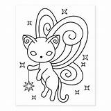 Kitty Fairy Rubber Coloring Cat Stamp Pixie Wings sketch template