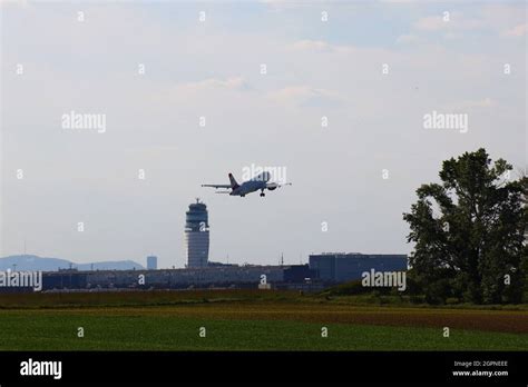 plane departing  vienna international airport austrian airlines