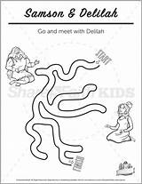 Samson Delilah Preschool Coloring Judges Mazes Letter sketch template