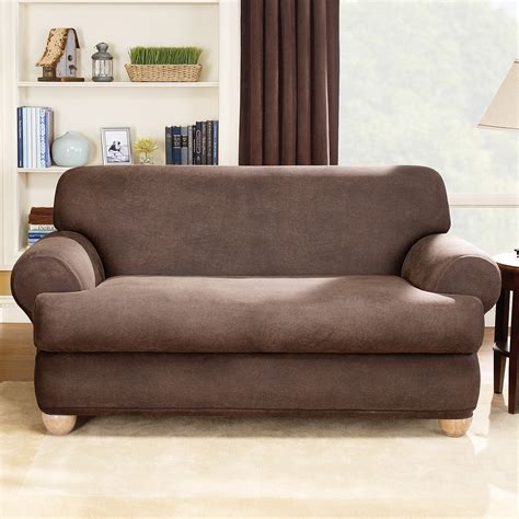 fit stretch leather  piece  cushion sofa slipcover brown walmartcom