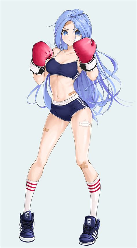 Blue Hair Blue Eyes Chaesu Anime Anime Girls Digital Art Artwork