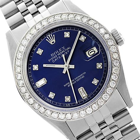 royal blue face rolex datejust mm stainless steel