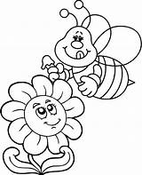 Coloring Bee Flower Spring Pages Sheet Simple Kids Printable Worksheet Print Easy Topcoloringpages sketch template