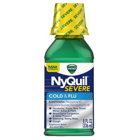 vicks nyquil severe cough cold  flu nighttime relief liquid  fl oz