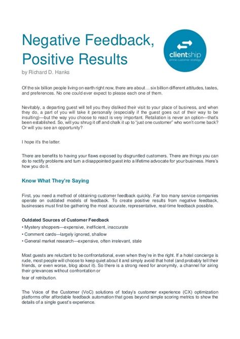 negative feedback positive results