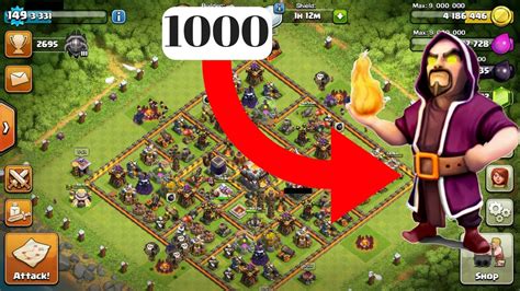 1000 Wizard Vs Max Town Hall 11 Bases Clash Of Clans