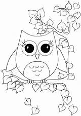 Owl Coloring Pages Bird Cartoon Nocturnal Color Arts Clip Print Animals sketch template