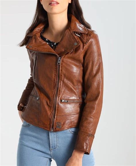 women tan leather jacket  wide collar biker jacket  women