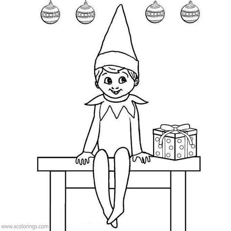 elf   shelf coloring pages christmas present xcoloringscom