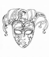 Coloring Pages Carnaval Carnival Mask Masks Venice Justcolor Gras Mardi sketch template